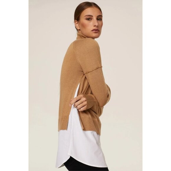 KF/KaufmanFranco Collective Tan Wool Blend Turtleneck Sweater Women's Medium M - Picture 2 of 9